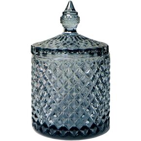Sizikato Diamond Faceted Crystal Glass Candy Jar with Lid, Colorful Decorative Jar, Jewelry Box, Cotton Swab Storage Holder.