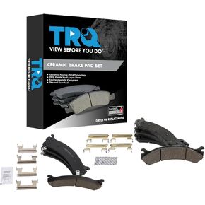 TRQ Brake Pads Ceramic متوافقة مع 2001-2006 Chevrolet Silverado 3500 2007 Silverado 3500 Classic 2007-2010 Silverado 3500 HD GMC Sierra 3500 Sierra 3500 Classic Sierra 3500 HD