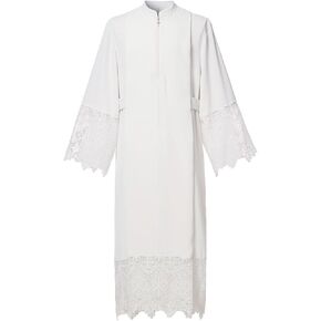 Catholic Premium Clergy Vestment Set Elegant White Surplice with Pleated Lace Details
