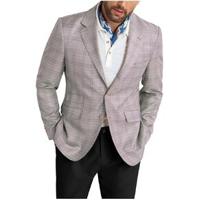 Mens Suit Slim Fit 2 Piece Suits for Wedding Business Casual Suits Prom Tuxedos Plaid Suit Jacket Soild Pants Set
