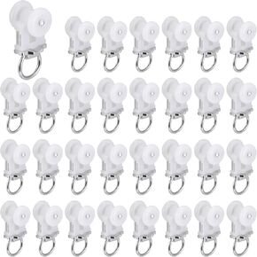 40 PCS Surtain Track Hooks Curtain Sair Sliders Gliders Lit Dual Wheel Roller Carriers لمسار الستارة المثبتة على السقف