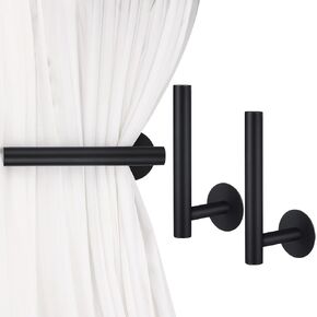 Queekay Self Adhesive Curtain Holdbacks Black Curtain Tiebacks No Nail Holders Tie Backs for Wall Drapes Pull Backs Hooks for Drapes