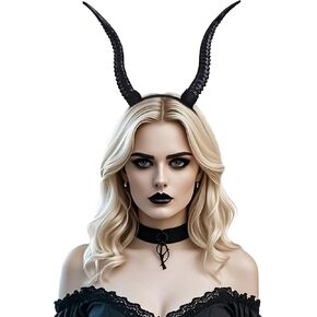 MOSTORY Demon Antelope Horns Headband - Devil Sheep Horns Headpiece for Adult Halloween Cosplay Renaissance Photo Shoot