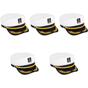 VALICLUD 5PCS Captain Yacht Hat Sailor Hat Embroidered Hats Adjustable Captain Cap, 10.22X7.86X3.54in