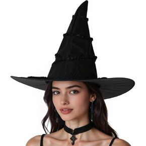 HOMELEX Wicked Women Black Witch Hat Adult Halloween Cosplay Wizard Costume Accessories