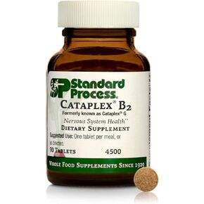 Standard Process Inc. Cataplex B2 - Whole Food Nervous System Supplements, Metabolism, Brain Supplement and Liver Support with Calcium Lactate, Riboflavin, Wheat Germ, Choline - 90 Tablets