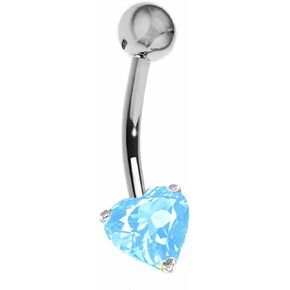 Ritastephens 14K الذهب الصلب الأصلي الأزرق Topaz Heart Belly Betly Button Ring Ring Art (أصفر أو أبيض)