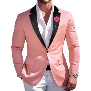 Barry.Wang Suits for Men Wedding Corsage Blazer Jacket Groomsmen Sport Coat One Button Mardi Gras Carnival Tuxedo