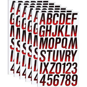 TaoBary 12 Sheets 216‬ Pcs Boat & Pwc Registration Decals Vinyl Numbers Letters Stickers Kit Custom Boat Registration for Watercraft Mailboxes Cars Signs(3 Inch,Red, Black)