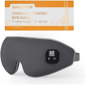 Cordless Heated Eye Mask, Warm Eye Compress for Dry Eyes Blepharitis, Rechargeable Eye Mask with 1000mAh Battery, 4 Heat Levels, 4-Level Timing(Black Grey)