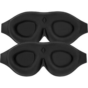 ALASKA BEAR 2 Pack 100% Blackout Sleep Masks Most Comfortable Contoured Eye Cups and Nose Covering for Women Men, 3D Pillow Eye Masks 0 Pressure on Eyelids & Eyelashes(Black&Navy)