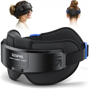 RENPHO Eyeris Shift Eye Massager for Migraines [2025 Upgraded], Heated Eye Massager & Sleep Mask for Relaxation, Father's Day/Birthday Gifts for Women/Men/Mom/Dad, Music Mask Massager, Improve Sleep