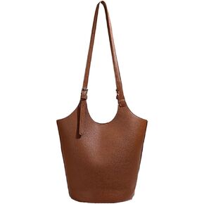 Womens PU Leather Shoulder Bag Large Bucket Tote Purse Handbag Casual Top Handle Satchel 2pcs with Adjustable Strap