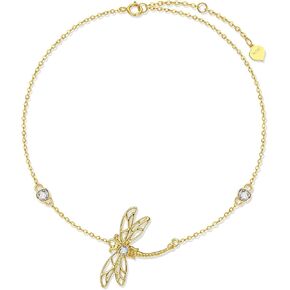 14K Solid Gold Dragonfly/Witches Knot Bracelet Real 14K Yellow Gold Witch Jewelry Gifts for Women