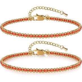 Women's Red Rope Gold Bracelet - 14k Gold Plated Link Bracelets,Hypoallergenic Stainless Steel Adjustable Luck Red Woven Bracelet,Christmas Valentine's Day Birthday Party Trendy Jewelry Gift for Her in Kuwait