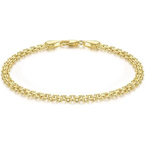 14K Gold Bracelets for Womens Bracelet Mens 14K Gold Chain Bracelet Cuban Link Chain Stackable Bracelets for women 6.5-9in