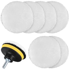 Wool Polishing Buffing Pads, 9 Pcs 4 Inch Car Polishing Buffing Wheel with Hook and Loop Back for Drill Buffer Attachment, Car Buffer Polisher Kit for Car Polishing, Waxing, & Compound Cutting