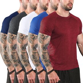 Sumolux 5 Pack Men's Active Crew Neck T Charts Dry Dry Athletic Running Gym Procleout Short Sleeve Tops Bulk
