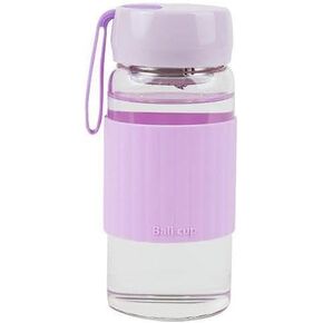 8oz/230ml Silicone Coated Small Glass Water Bottle with White Cap,Pretty and Cute(Blue Bottle)