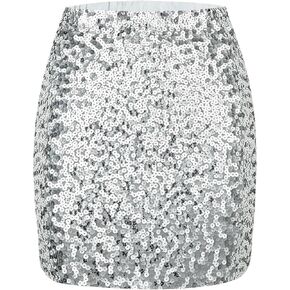 Sequin Skirt Sparkling Stretchy Bodycon Mini Skirts Glitter Sparkle Skirt for Women