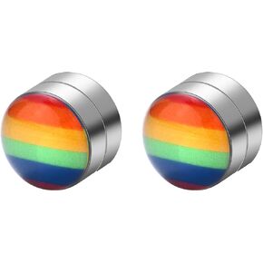 LGBT قوس قزح مقطع مغناطيسي غير محفور على أقراط 10 مم مقاييس الأذن الأذن ، أقراط ، مثلي الجنس ، مجوهرات الفخر مثليه