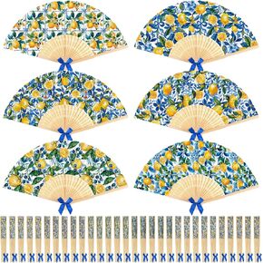 Roowest 36 Pcs Floral Folding Hand Fan Bulk Tea Party Handheld Folding Fans Retro Pattern Paper Hand Fan Collapsible Handheld Fan for Wonderland Tea Party Favor Garden Baby Shower Bridal Wed Bedroom