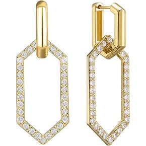 مقاطعان على شكل أقراط النحاس مع الذهب الذهب 18K و Zircon 1Pair