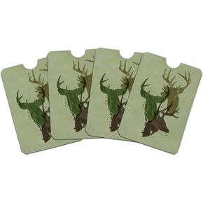 Deer Heads Trio Design Hunting Hunter Camouflage Credit Card RFID Blocker Holder Protector Wallet Purse Sleeves Set of 4