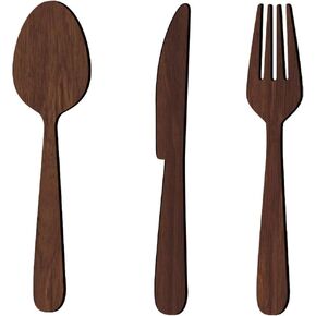 VOSAREA Farmhouse Kitchen Wall Decor Set - Fork, Spoon, Wooden Spoons - Brown Basswood - 21.22" x 5.19" - Rustic, Farmhouse Style