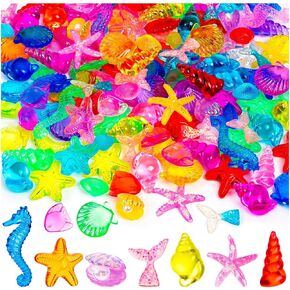 120 PCS Seashells البلاستيك ، Mini Ocean Mermaid Sensory Bin Filler ، Mermaid Vase Filler for Party Fivors