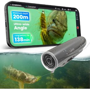Chasing Fishing CamX Underwater Fishing Camera, HD 1080P &136°Ultra-Wide-Angle,656FT ROV Waterproof/Motion Sensing/Segmented Intelligent Recording/Wireless Charge/App Compatible with iOS and Android