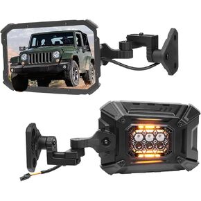 يعكس Joytutus Wrangler Side Side أبوابًا أو أبوابًا مع الضوء المتوافق مع Wrangler TJ JK & Unlimited 1997-2018 ، إضاءة للتشغيل ، عرض أوسع لا يهتز ويلتذب ، تصميم آمن للتصادم