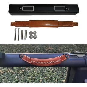 2 Pcs Leather Roll Bar Grab Handle, Grab Handles Roll Bar,for Bronco 2/4 Door, for Bronco Interior Accessories,for Wrangler Sahara Freedom Rubicon,Gladiator JT Interior Accessories (Brown)
