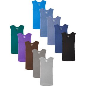 Andrew Scott Boys' Muscle Tank Top | Cotton Color Sleeveless Crew Neck Undershirts -Pack of 10