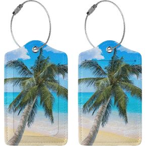Luggage Tags for Suitcases Funny Leather Carnival Cruise Luggage Tags Cute Travel Name Tags for Cruise Ships Travel Essentials 2 Pack (Flower and Cat)