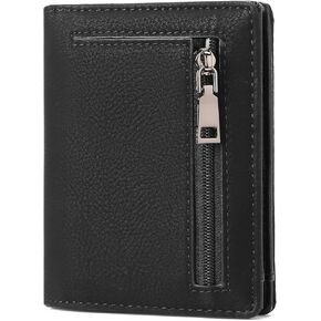 GAEKEAO Mens Wallet Slim Bifold RFID Blocking Thin Credit Card Holder Genuine Leather Minimalist Front Pocket Wallets for Men with Zipper Coin Pocket