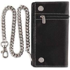 F&L Classic Leather Stail Wallet للرجال - RFID حظر محفظة راكب الدراجة النارية SNAP مع سلسلة الصلب لسائقي الشاحنات ، الولايات المتحدة الأمريكية ، براون ، 420-20