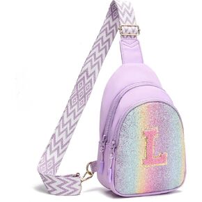 I IHAYNER Birthday Gifts for 3 4 5 6 7 8 9 10 11 12 13 Year Old Girls Small Initial Sling Bag for Travel Cute Crossbody Bag (Purple-A）