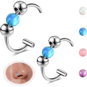 20G حلقة الأنف المزيفة أوباليت فو أنف هوب مثقوب الأنف المزيفة للنساء مقطع على الصلب الجراحي فو ، خواتم الأنف الأفعى لدغات الغضروف