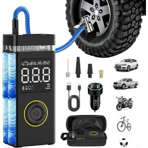 200psi 5x تضخم سريع التضخم تضخم ضاغط الهواء المحمول مضخة الهواء اللاسلكي الذكية لإطارات السيارات مع مقياس الضغط الرقمي الأضواء المزدوجة للسيارات دراجات كرات الدراجات النارية