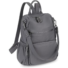 Uromee Backpack Purse for Women Vegan Leather Ladies Fashion Travel Tassel Shoulder Bag Convertible Nylon Grey bag