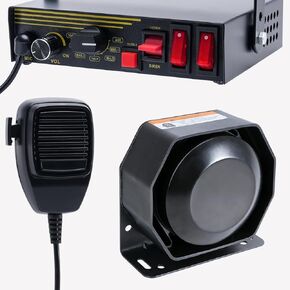 200W 12V 9 Tone Emergency Police Siren System, Slim Speaker Horn, Handheld Microphone, for Emergency Vehicles Truck Firefighters Ambulance