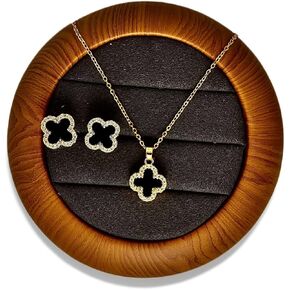 Lucky Grass Modern Minimalist Set - Hypoallergenic Moissanite Necklace & Earrings for Sensitive Skin (Daily Wear/Office/Spring Weddings)