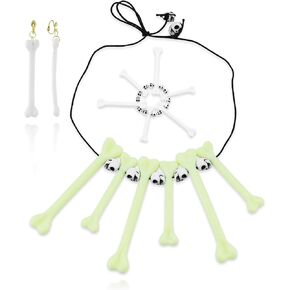 Skull Caveman Bone Necklace Bracelet Earrings for Women Bone Jewelry Set Bone Necklace Bracelet Earrings Caveman Bone Costume Accessories