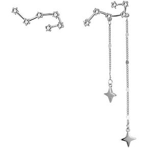 CZ Star Constellation أقراط للنساء 925 Sterling Silver Post PIN سلسلة شرابة غير متناظرة قطرة Dropling Crawler Clawler Fashion Jewelry