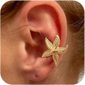 Starfish Ear Cuff Earrings for Women No Piercing Metallic Beach Jewelry Summer Vacation Dresses Accessories 2025