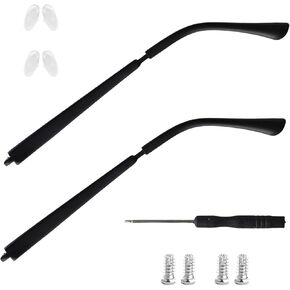 Glasses Arm Replacement, Temples for Glasses, DIY Universal Repair Kit, with Screws, Screwdriver, Mirror Holder, Easy to Replace (Matte Black)