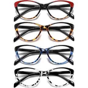 4 حزمة الأزياء نظارات قراءة العين للنساء ، والكمبيوتر الأزرق ضوء الحجب القراء anti eyeglasses