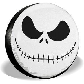 Spooky Horror Nightmare Skellington Size 17 Heavy Duty PVC Leather Spare Tire Cover, Universal Fit Tire Cover for Trailer RV Camper, Dustproof with No Camera Hole