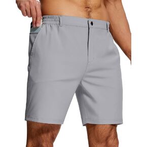 Mens Stretch Golf Shorts 7 Inch Inseam Quick Dry Lightweight Dress Shorts for Men with Zipper Pockets Hiking